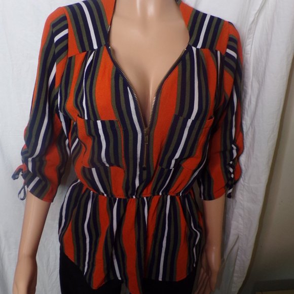 Business Casual Blouse with Zipper (M) - Picture 1 of 6